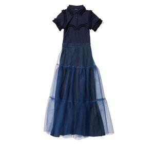 rokh Frill Polo Dress w/Tulle Skirt Navy MD